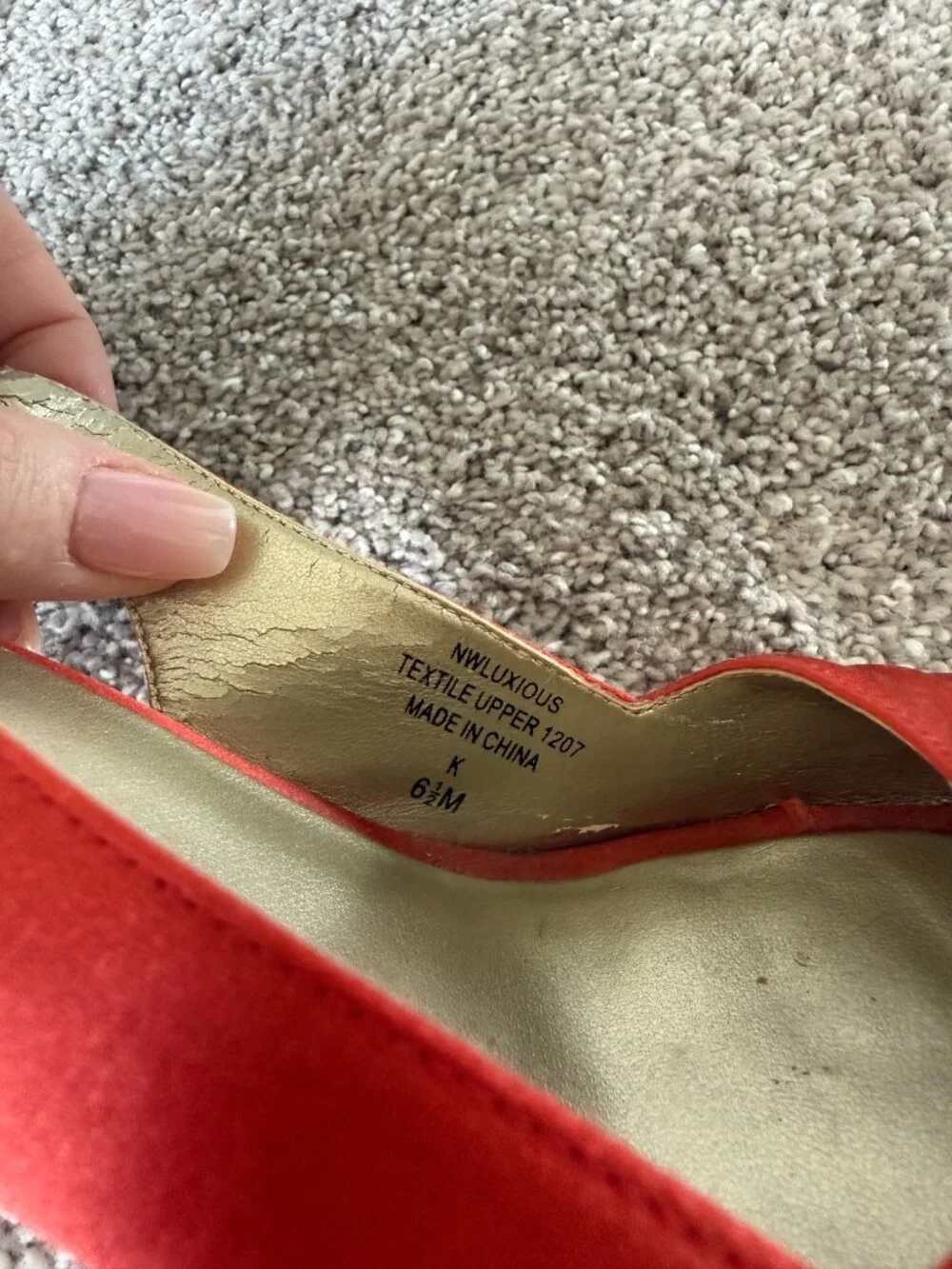 Nine West Orange Satin Peep Toe Slingback Heels Size 6.5